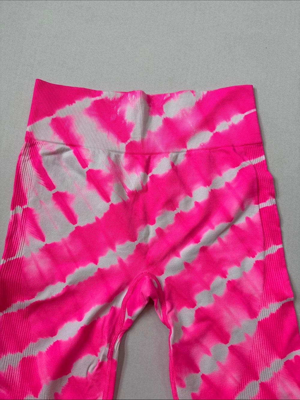 PINK Victorias Secret Seamless Leggings Tie Dye Pink and White size W Large - Picture 7 of 15